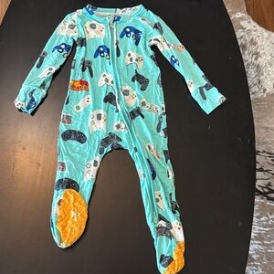 Posh Peanut gamer, Teal and Blue Baby footie Onesie